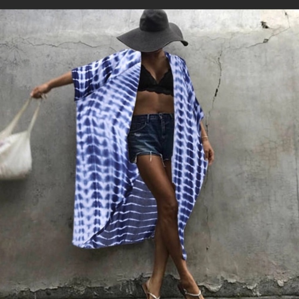 BOHO Kimono Indigo Tie Dye Long
